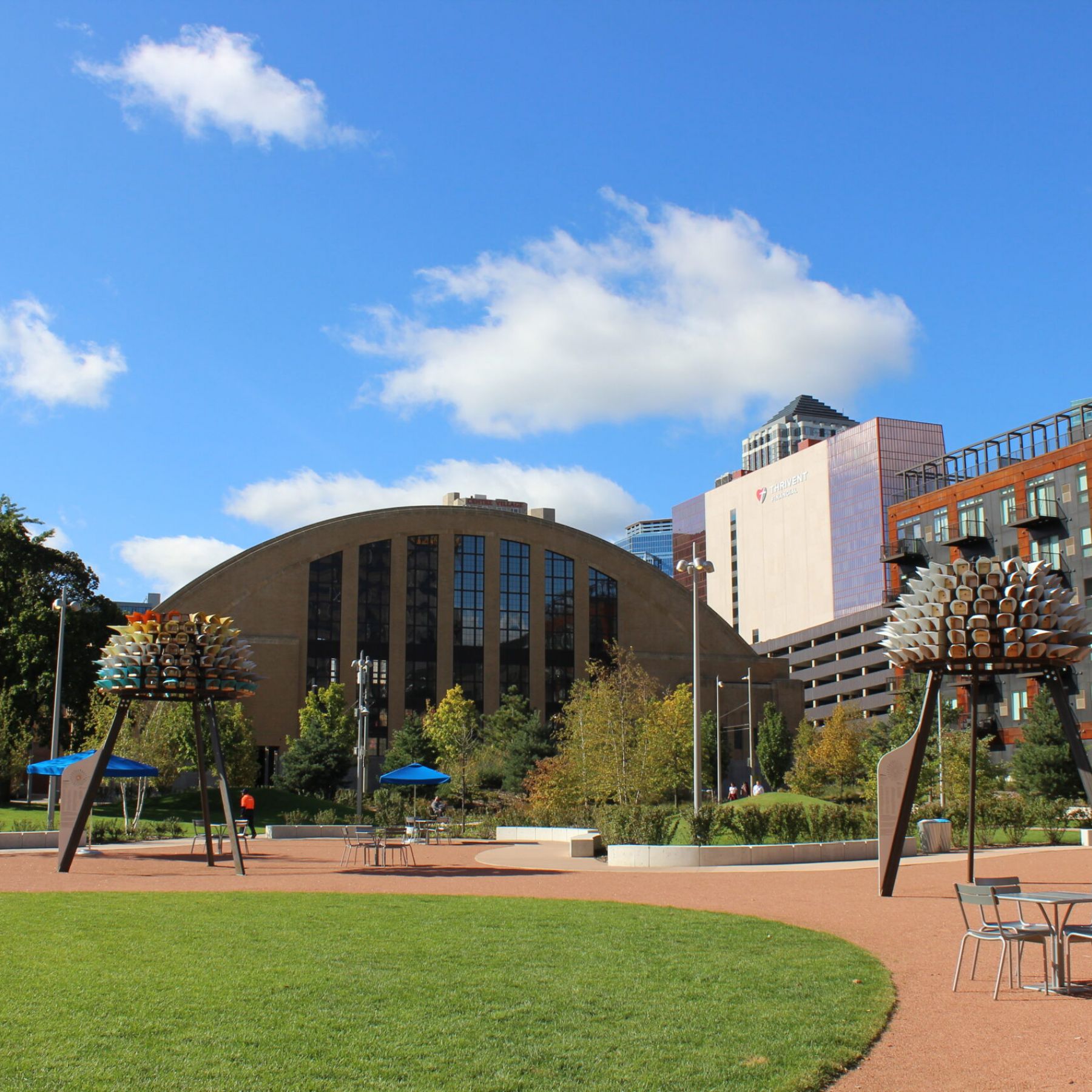 The Armory building and adjacent park in Minneapolis, MN