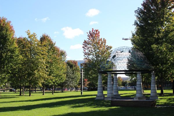 Park space with sculpture in Minneapolis MN