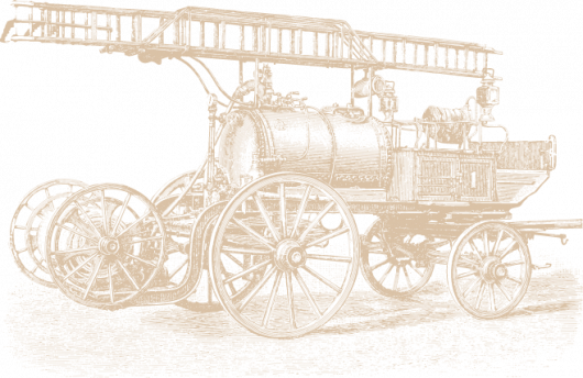 Ladder 260 line drawing illustration of an antique fire truck with ladder