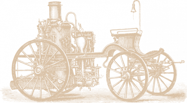 Ladder 260 line drawing illustration of an antique fire truck with ladder